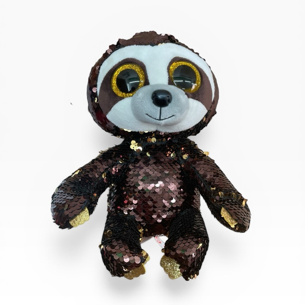 Ty Sequin Sloth Plush Dangler – Brown, Gold, White size: 9” beanie baby - Picture 8 of 8